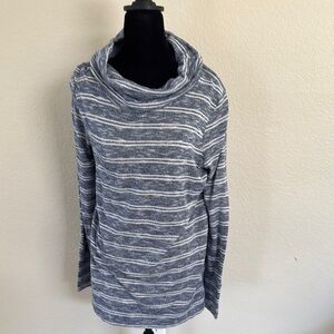 Olive & Oak Gray Striped Turtleneck Sweater
